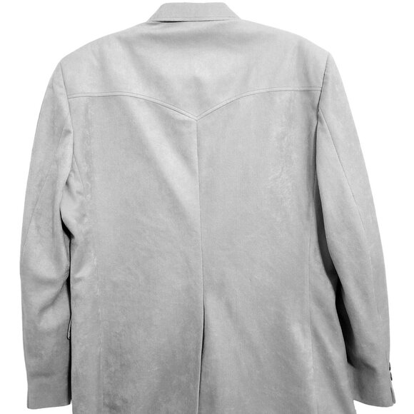 Circle S Dallas Texas Mens Blazer Sport Coat 46R Gray Micro Suede Two Button - Picture 3 of 12